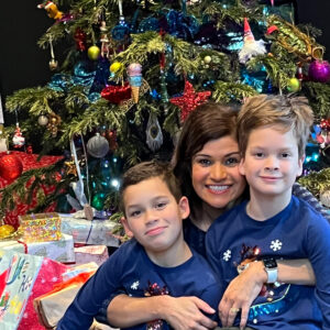Martine at Christmas with her boys