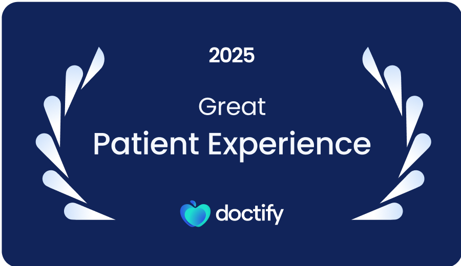 Great Patient Experience - 2025 badge, placing you among the top 70th to 90th percentile of health professionals on Doctify, based on genuine patient feedback.